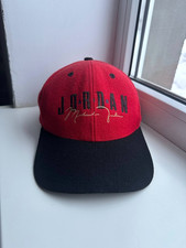 Vintage 90s Nike Air Michael Jordan Snapback Cap Hat Nba Wool Red Black One Size