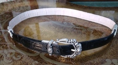 Brighton belt B40270 M 30'' for women Black Crocodile Print  With Embellishments 