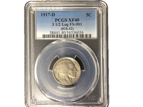 🔥🔥 1917‑D Buffalo Nickel 3 1/2 Leg FS‑901 PCGS XF40 Key Variety 🔥🔥