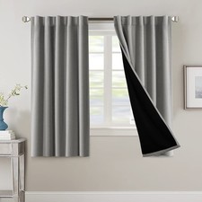 H.VERSAILTEX Blackout Curtains 42x63 Dove Grey Thermal Insulated 2 Panels Bedroo