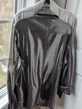 Norma Kamali Oversized Double Breasted Gunmetal Jacket