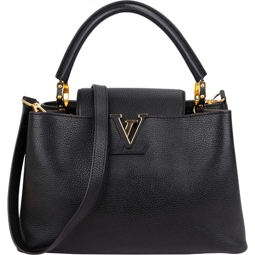 Louis Vuitton Noir Taurillon Leather Capucines MM Handbag Bag