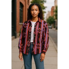 Vintage Circle T Marilyn Lenox Long Sleeve Western Button Up Shirt Womens USA S