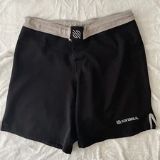 Sanabul MMA Shorts Black Flat Front Hook Loop Mens Size 38 Combat Boxing