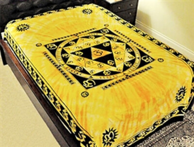 OM Yantra Tapestry Tie Dye Wall Hanging Decoration-Bed Cover Twin 72x108''