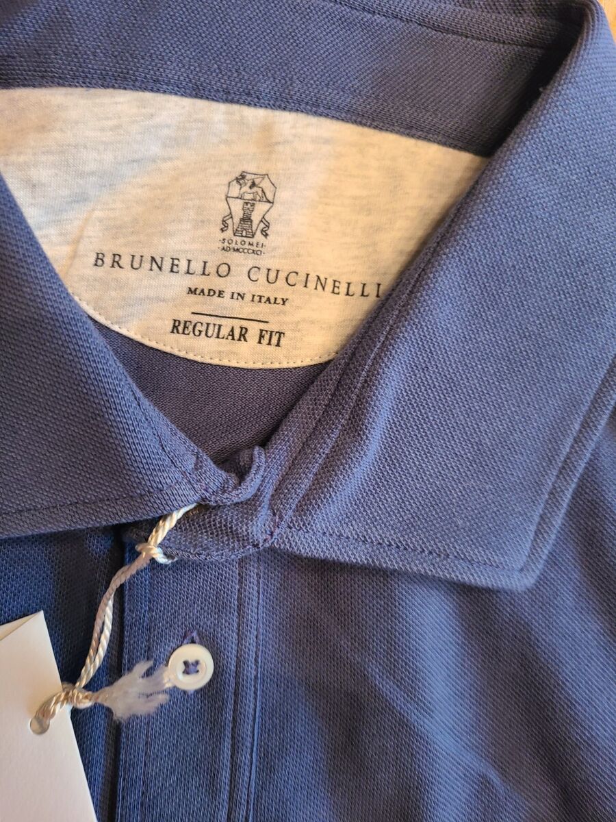 New $545 Brunello Cucinelli Polo Shirt (US 46) Limited Blue New $545 Brunello Cucinelli Polo Shirt (US 46) Limited Blue