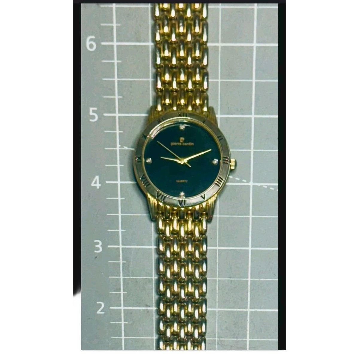 pierre cardin ゴールドアナログ時計 Vintage Pierre Cardin Watch Gold Tone Black Round Dial