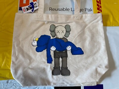 KAWS UNIQLO Tote Bag White x Blue Many kaws items on SALE