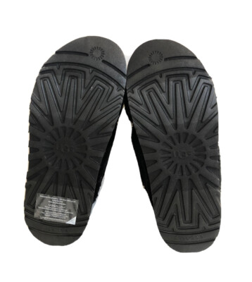 UGG FUZZ SUGAR CROSS BLACK SLIDE SLIP ON FAUX FUR SANDALS US 12