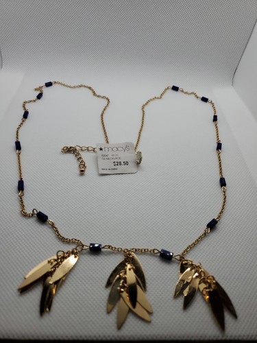 Macy's Dept. Store Gold-Tone Necklace with Blue Beads & Tassel Necklace