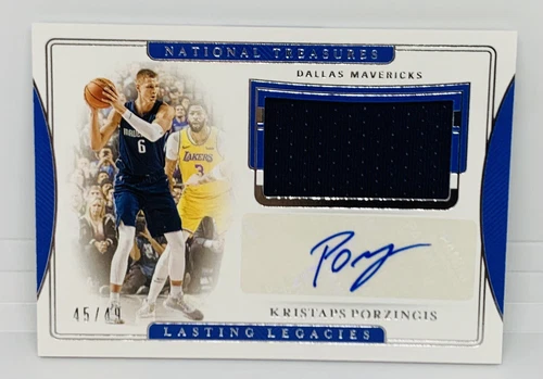 2019-20 National Treasures Kristaps Porzingis Patch Auto /49 Game-Worn Mavericks