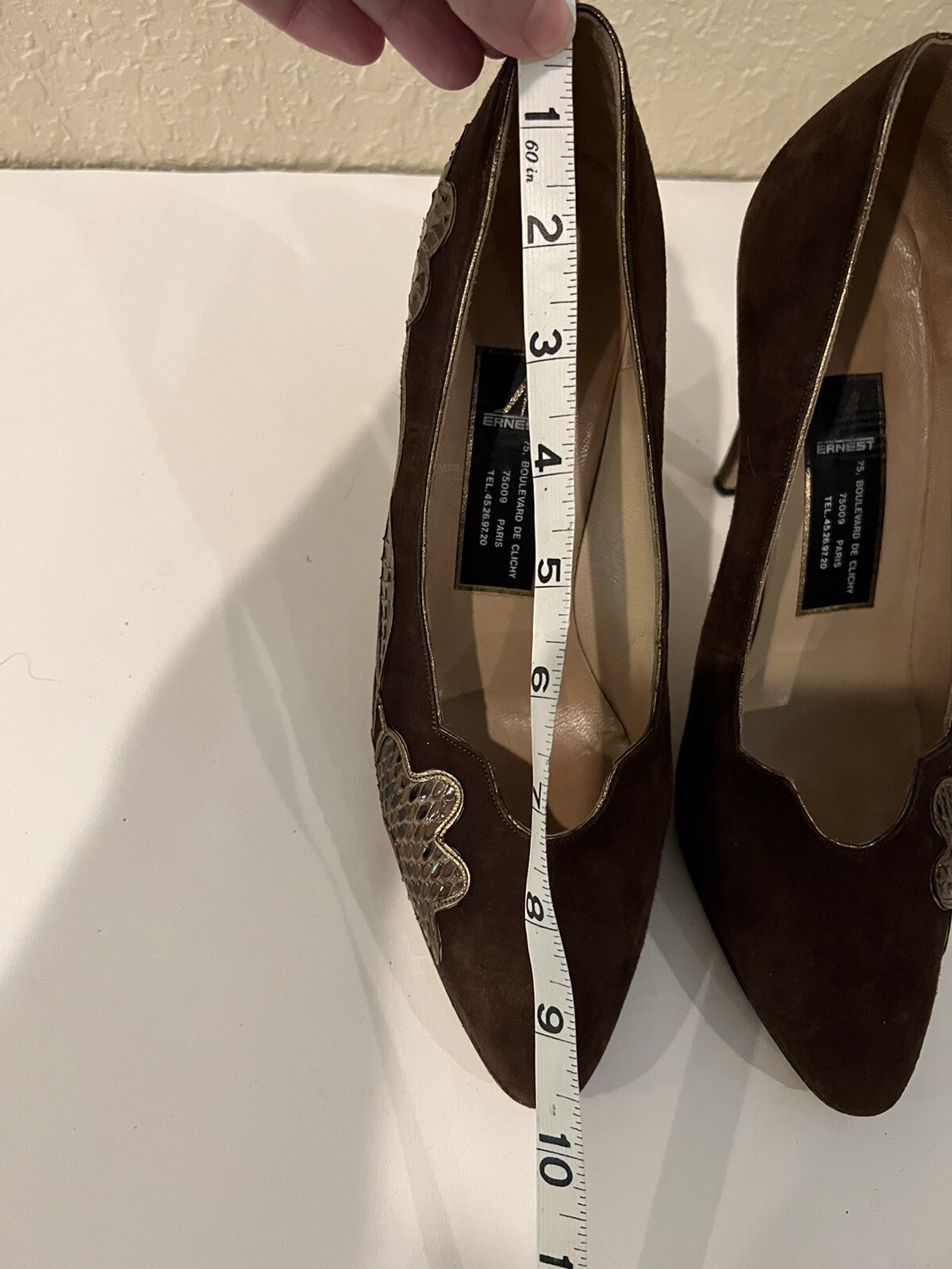 Ernest Brown Suede Patchwork Flower Snakeskin Sty… - image 8