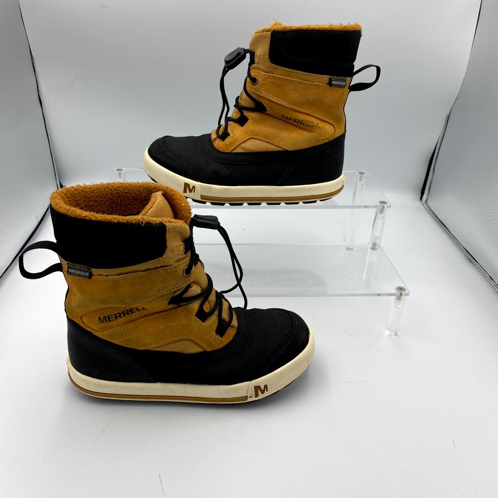 Stivali da neve Merrell Bank 2.0 MCS6187 bambini 13 M stivali impermeabili in pelle nera marrone