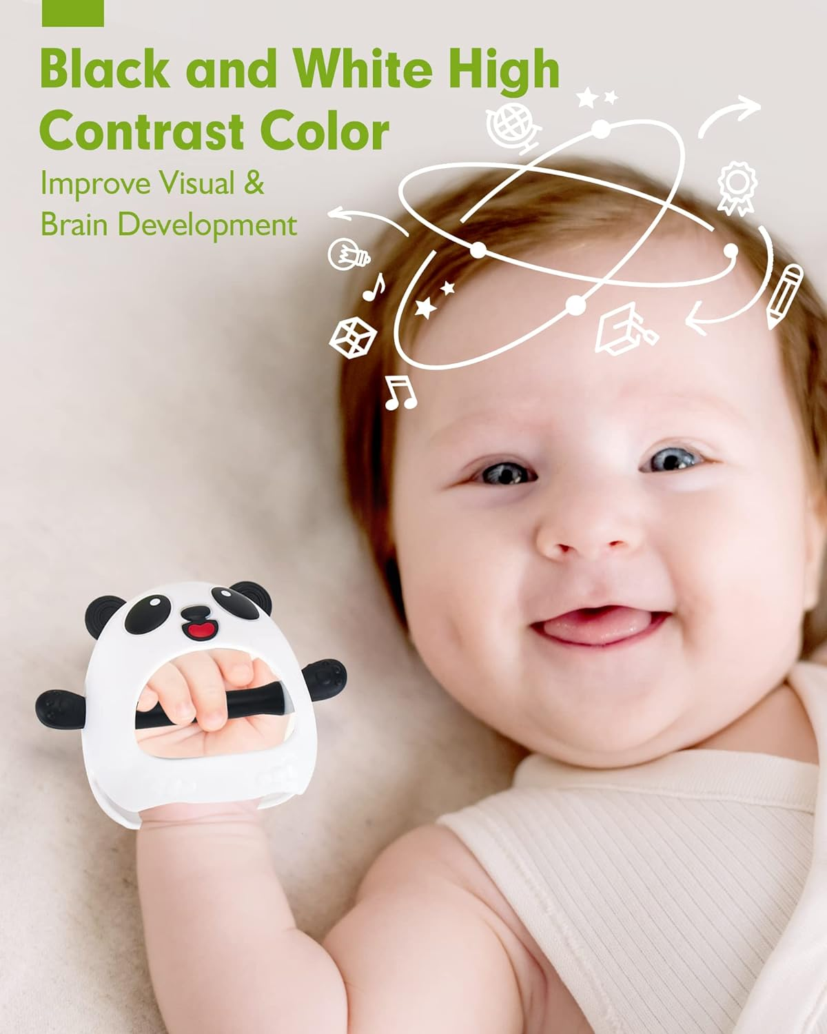 Teething Toys for Baby Silicone Teething Mitten & Ring for Babies