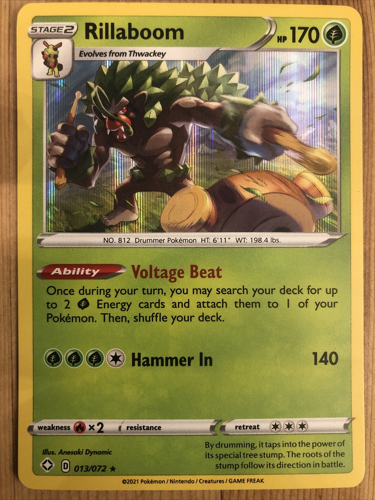 Pokemon- Rillaboom 013/072 Holo Rare Shining Fates NM