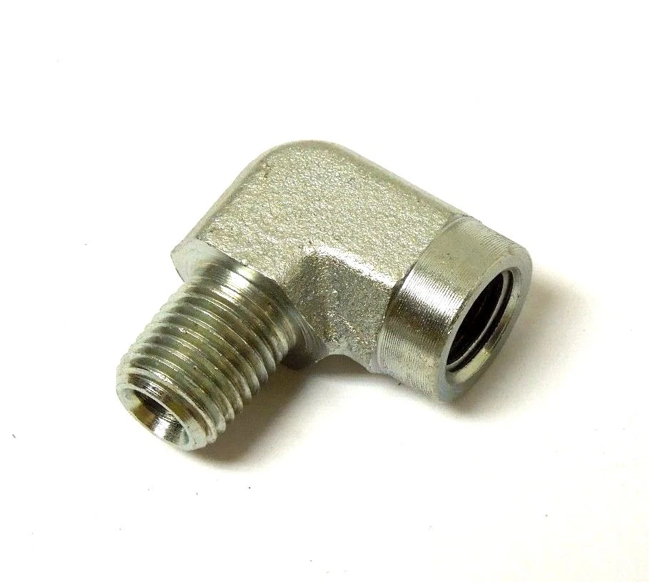 1/4" Male NPTF x 1/4" Female NPTF 90° Elbow Plated Steel Hydraulic 5502-04-04 - Image 2 of 4