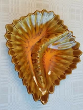 Vtg Retro Orange Brown California Style 2701 Large Ceramic Ashtray 