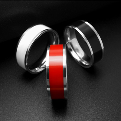 7mm Black/White/Red Enamel Titanium Steel Band Men/Women's