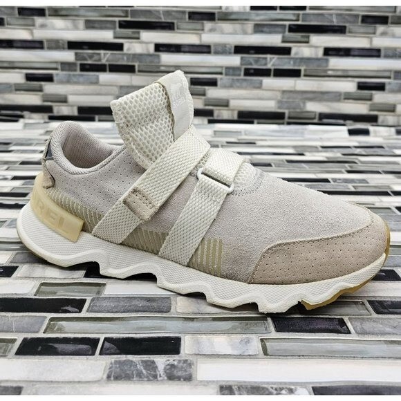 Sorel Kinetic Lite Strap Dove Gray Suede Women's Fashion Sneakers Size