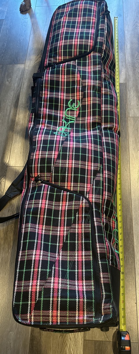 DAKINE スノーボードバッグ チェック柄 ウィール付 キャリー キャスター Dakine Snow Board Padded Travel Bag Black & Pink & Green Striped