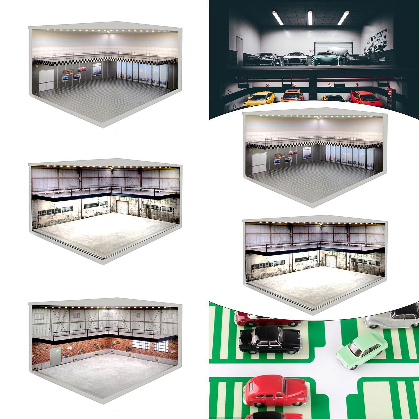 1/64 Model Parking Lot Vehicle Garage Showcase for Diecast Car Collection