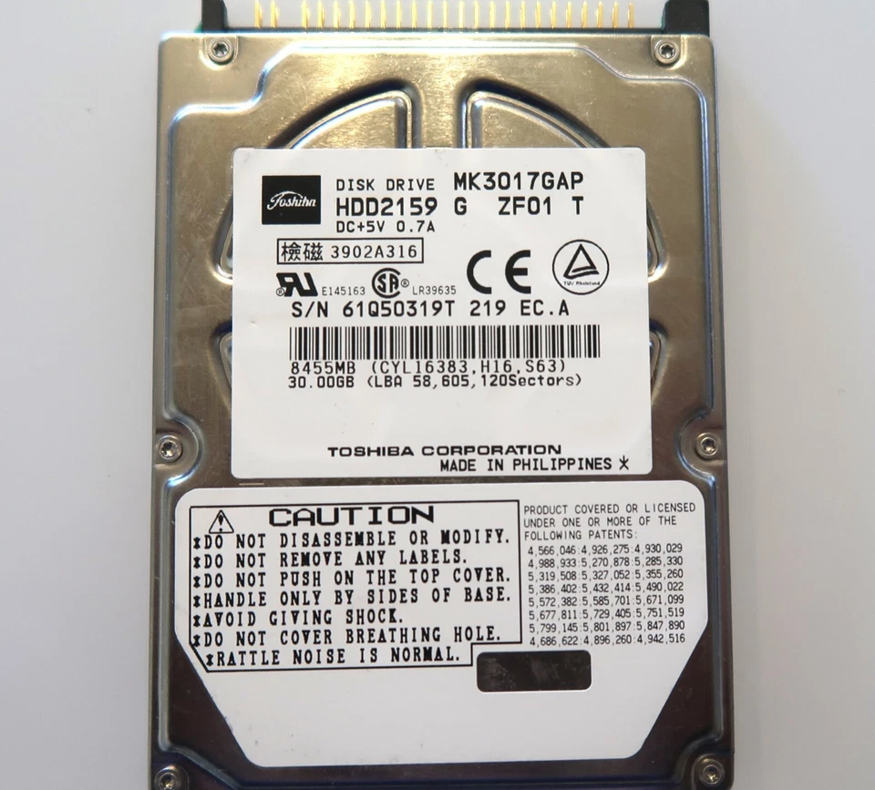 Toshiba MK3017GAP (HDD2159 G ZF01 T) 102 C0/A0.06H 30gb 2.5" IDE/ATA HDD - Image 2 of 2