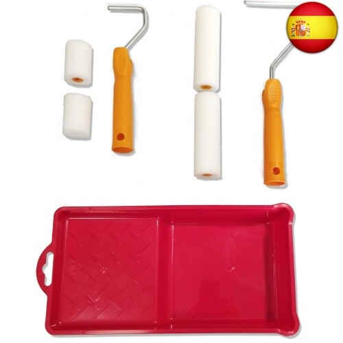 Quercos. Kit para Pintar 7 Piezas - 4 Recambio Rodillo Espuma 2 x 11cm y 2 x