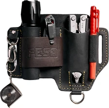 FESA Leather Multitool Sheath Belt Pouch Organizer Tactical EDC Flashlight Pen
