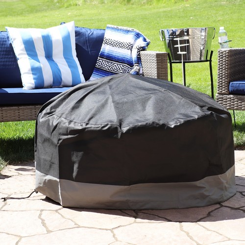 30 in 2-Tone Polyester Round Outdoor Fire Pit Cover - Gray/Black by Sunnydaze - Bild 2 von 6