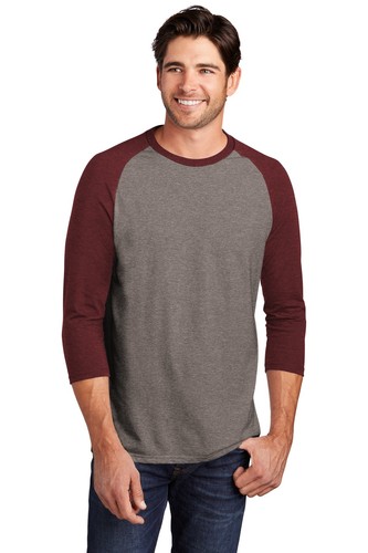 District DM136 Men's Perfect Tri 3/4-Sleeve Raglan Stylish Top T-Shirt - Picture 8 of 14
