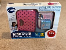 Vtech Innotab 3 Accessory Pack Storage Tote Gel Skin AC Adaptor Pink Hearts NEW