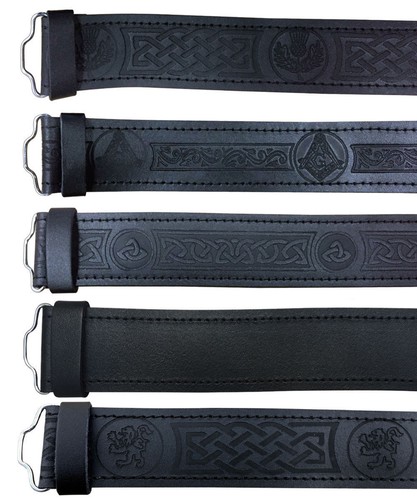 TC Scottish Black Leather Belt Masonic 
