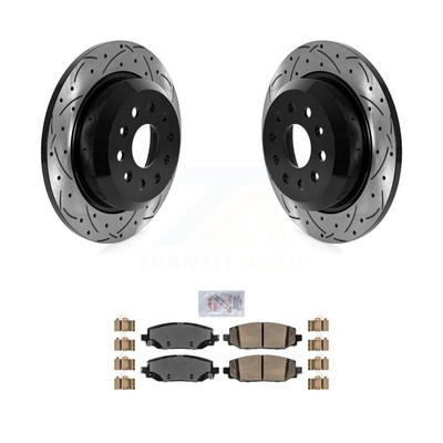 Rear Drill Slot Brake Rotors Ceramic Pad Kit For 2018-2021 Jeep Wrangler Rubicon