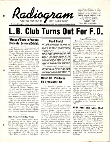August 1957 Radiogram Scott Radio Supply Long Beach Science Exhibit ...