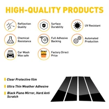 4PCS Black Window Post Pillar Trim Door Cover Piano Fit Dodge 2009-2018 Ram 1500