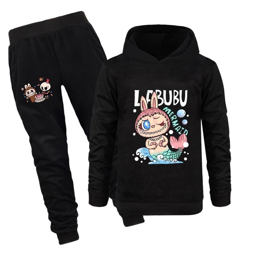 LABUBUGirls' Hoodie Set Pure Cotton Hoodie Pants Set Suitable for 5-13 Years Old - Picture 18 of 36
