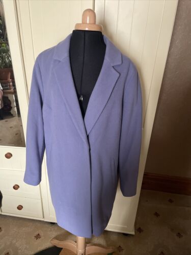 M&S Marks & Spencer Lilac Purple Wool Cashmere Mid Length Tailored Coat Size 14 - Picture 1 of 12