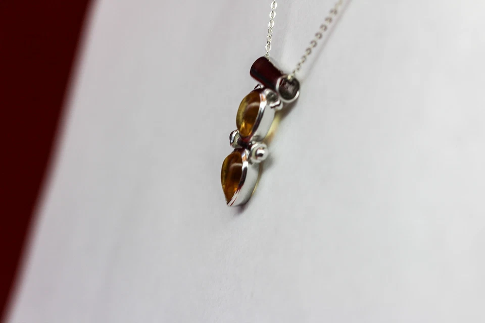 Design Puro 2,85 Carati Citrino Cabochon Pendente Collana In Argento 925 - Immagine 3 di 4