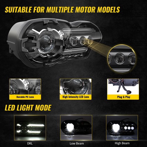 LED Headlight DRL Sealed Beam Assembly For 2005-2009 K1200R 2010-2013 K1300R - Foto 3 di 14