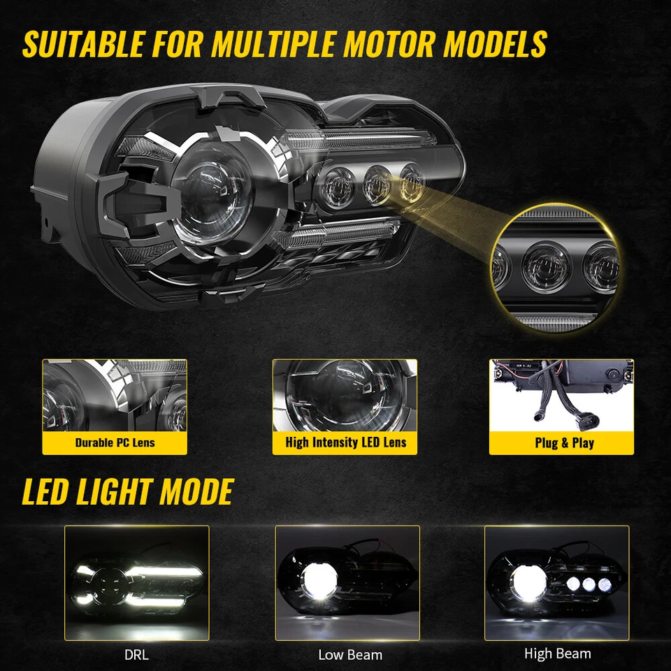 Передняя светодиодная фара в сборе прожектор Halo для K1300R 2010 2011 2012 2013 годов выпуска - Изображение 2 из 4