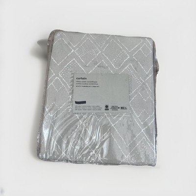 West Elm Cotton Canvas Hand-Drawn Diamond Curtains - Set of 2 - Natural