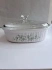 Vintage Corning Ware Corelle CALLAWAY IVY White Casserole Dish  w/ Pyrex Lid