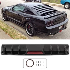 For Ford Mustang GT Rear Lower Bumper Diffuser Shark Fins Spoiler Lip Black