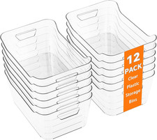 12 Pack Clear Plastic Storage Bins, Pantry Organizers and Storage, Clear Pantry