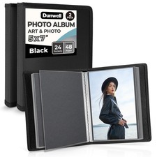Dunwell Small Photo Album 5x7 2-Pack, Black , 5x7" w/ BLK Paper, Black