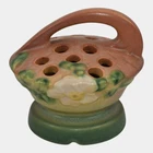 Roseville White Rose Pink 1940 Vintage Art Pottery Ceramic Flower Frog 41