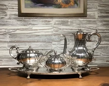 Fabulous VINERS Of Sheffield Old English MELON Form Silver Plated Tea Set & Tray