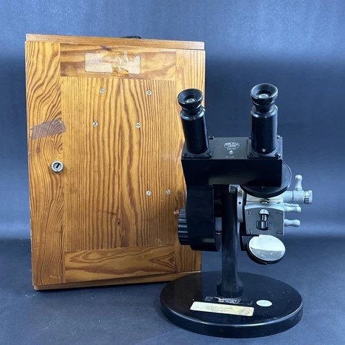 Vintage Carl Zeiss Jena #234143 Microscope Germany W. Wooden Case
