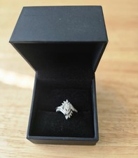 Zales Marquise Diamond Halo Ring Set 1 CTTW White Gold Bridal Wedding Size 7.50