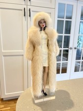 Vanilla Mink Fur Long Coa&Headband 4 Fashion Royalty Silkstone Barbie-dimitha